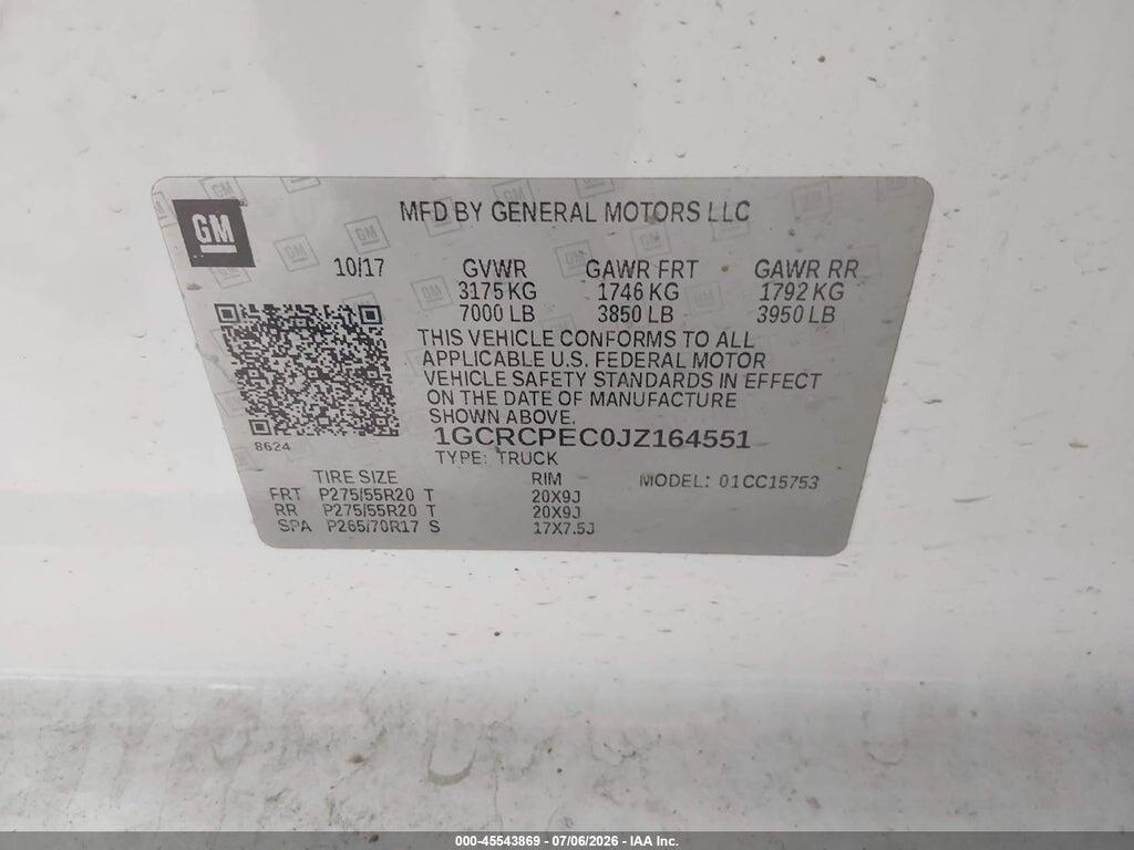 1GCRCPEC0JZ164551 2018 CHEVROLET SILVERADO 1500 photo no. 9