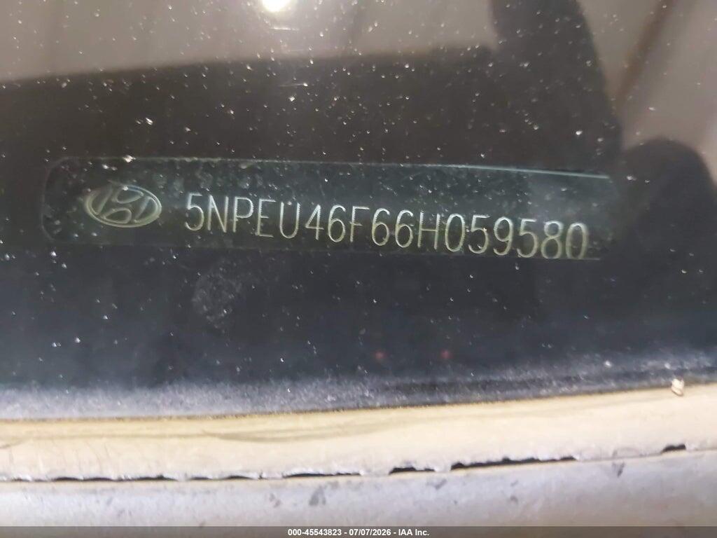 5NPEU46F66H059580 2006 HYUNDAI SONATA photo no. 9
