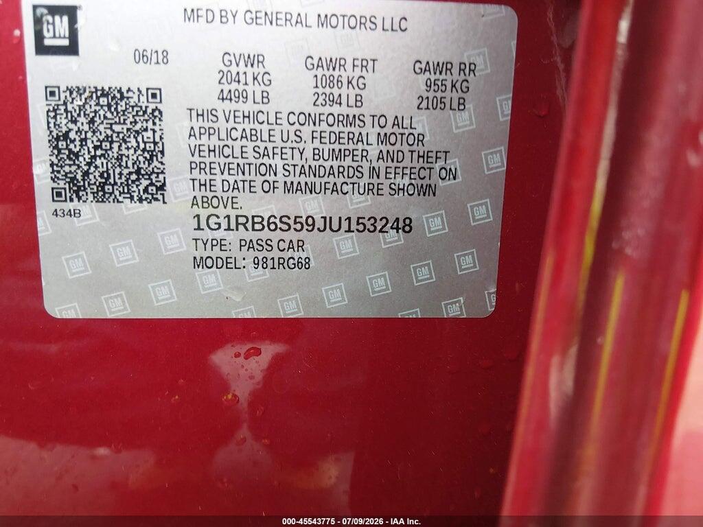 1G1RB6S59JU153248 2018 CHEVROLET VOLT photo no. 9
