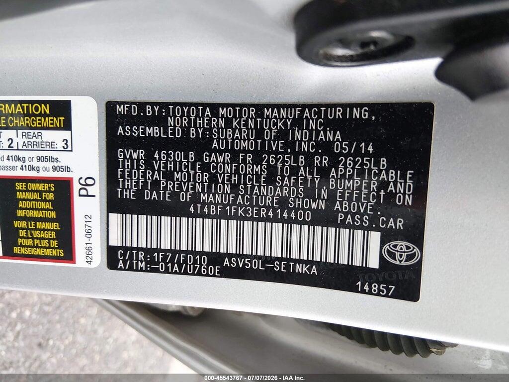 4T4BF1FK3ER414400 2014 TOYOTA CAMRY photo no. 9