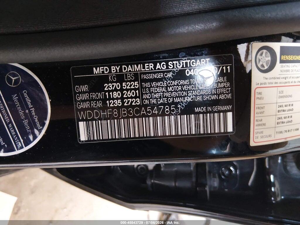 WDDHF8JB3CA547851 2012 MERCEDES-BENZ E 350 photo no. 9