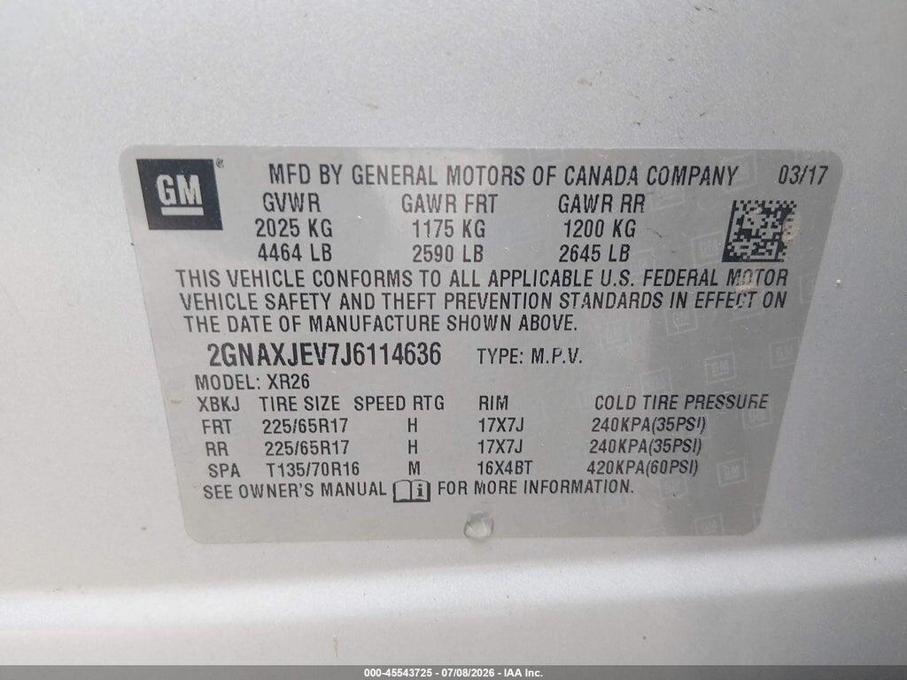 2GNAXJEV7J6114636 2018 CHEVROLET EQUINOX photo no. 9