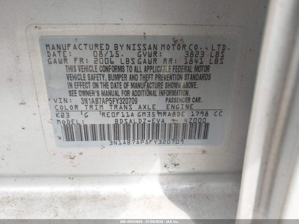 3N1AB7AP5FY320709 2015 NISSAN SENTRA photo no. 9