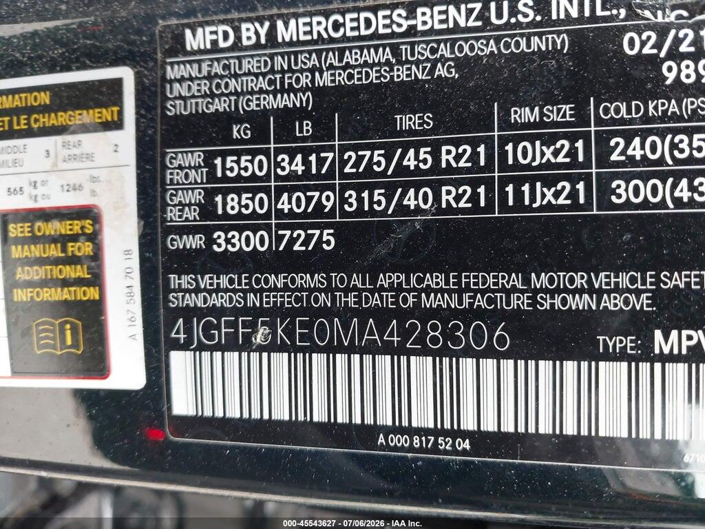 4JGFF5KE0MA428306 2021 MERCEDES-BENZ GLS 450 photo no. 9