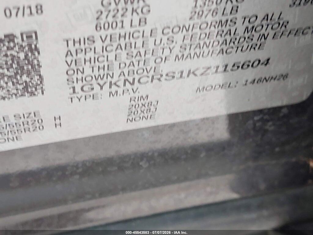 1GYKNCRS1KZ115604 2019 CADILLAC XT5 photo no. 9
