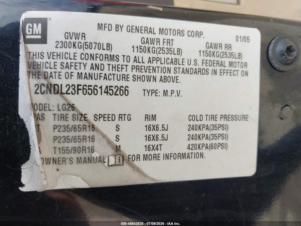 2CNDL63F066050873 2006 CHEVROLET EQUINOX photo no. 9