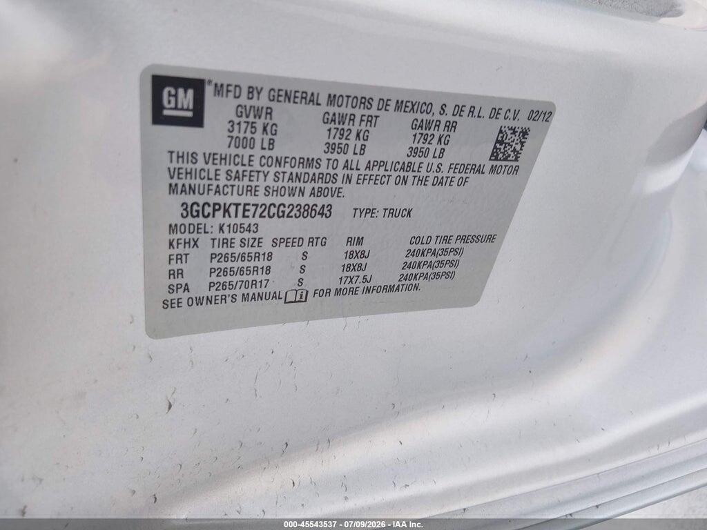 3GCPKTE72CG238643 2012 CHEVROLET SILVERADO 1500 photo no. 9