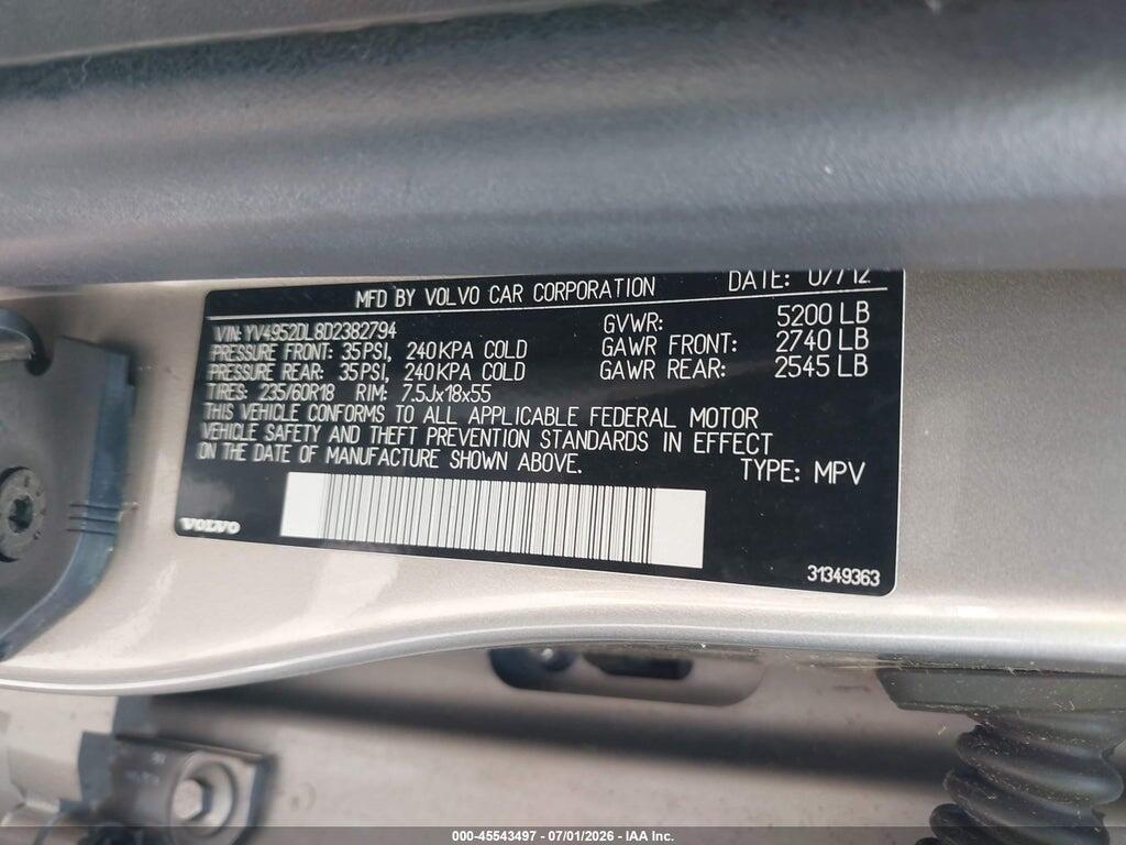 YV4952DL8D2382794 2013 VOLVO XC60 photo no. 9