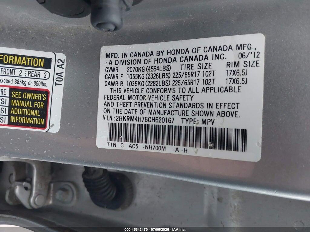 2HKRM4H76CH620167 2012 HONDA CR-V photo no. 9