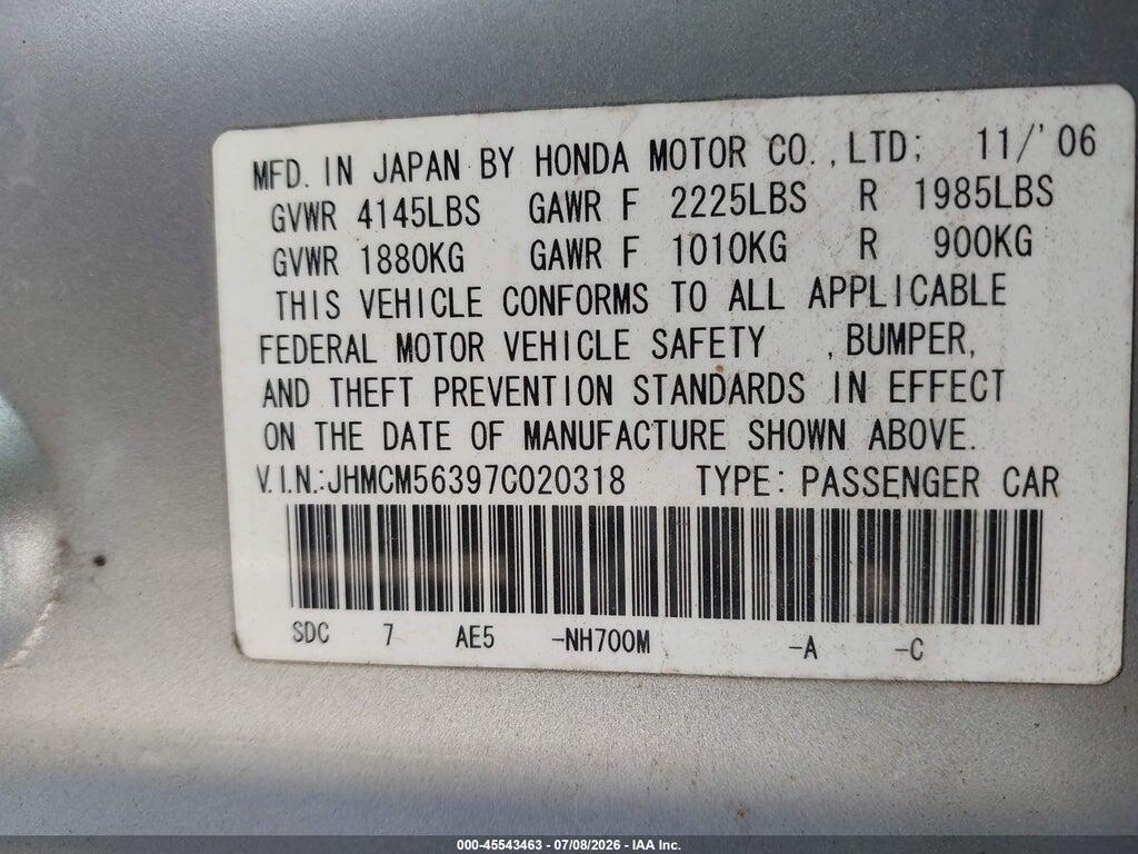 JHMCM56397C020318 2007 HONDA ACCORD photo no. 9