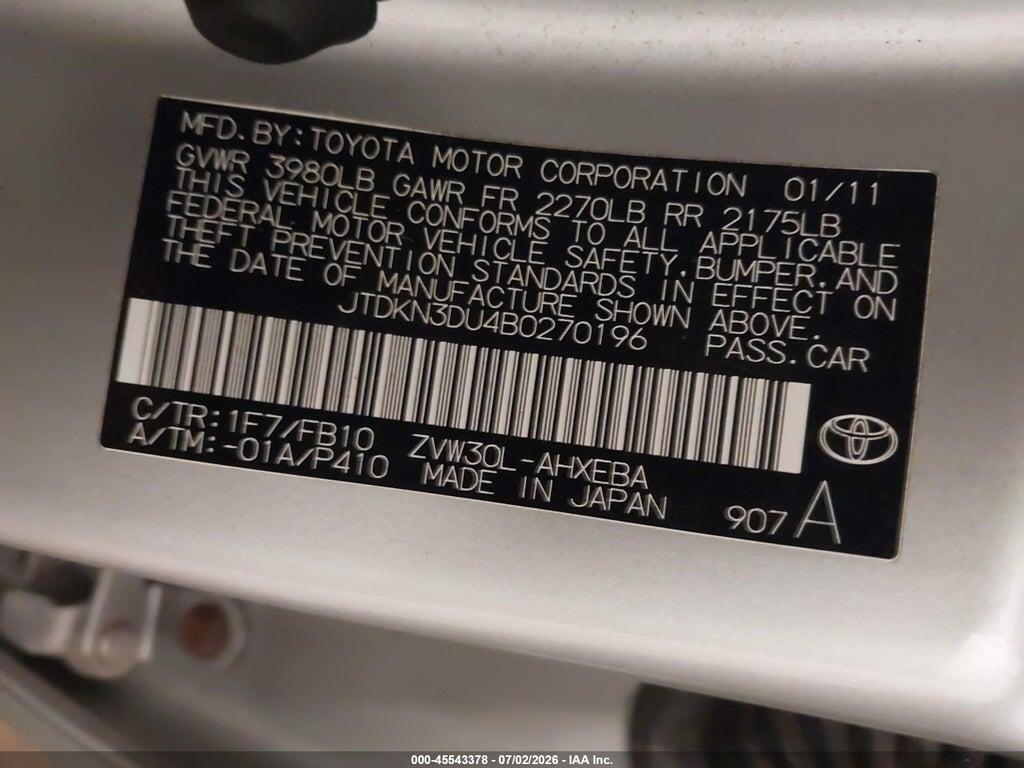 JTDKN3DU4B0270196 2011 TOYOTA PRIUS photo no. 9