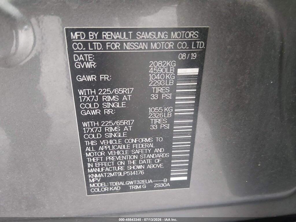 KNMAT2MT9LP514176 2020 NISSAN ROGUE photo no. 9