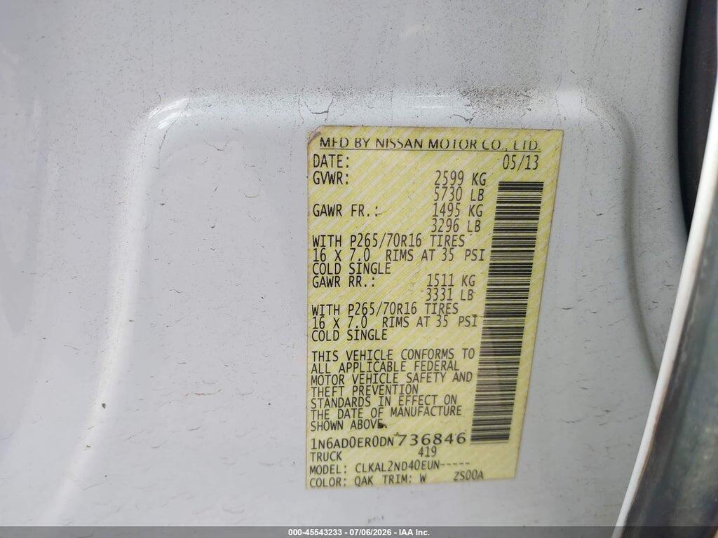 1N6AD0ER0DN736846 2013 NISSAN FRONTIER photo no. 9