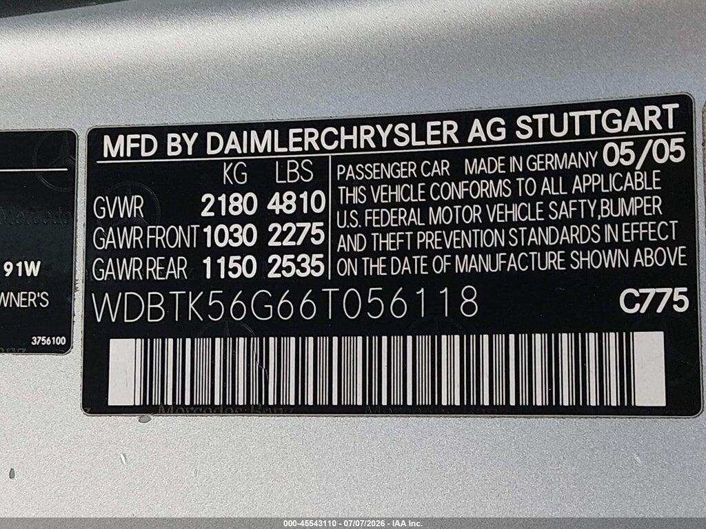 WDBTK56G66T056118 2006 MERCEDES-BENZ CLK 350 photo no. 9
