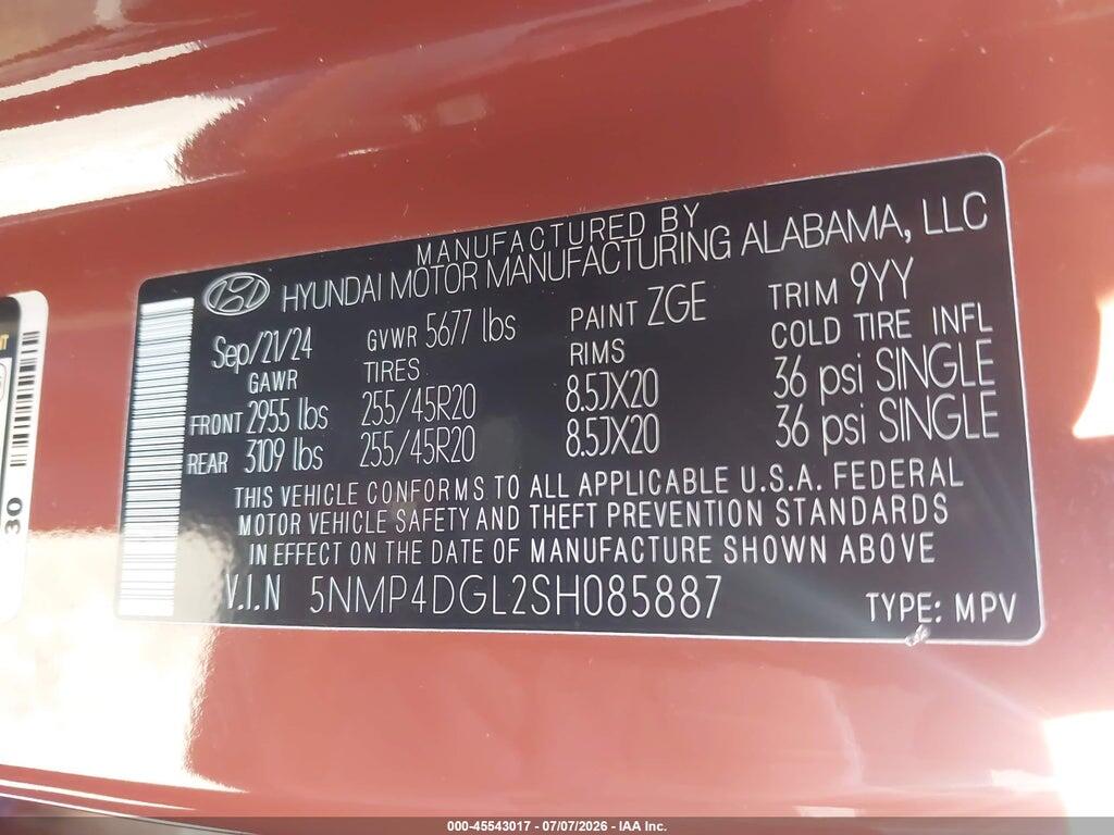 5NMP4DGL2SH085887 2025 HYUNDAI SANTA FE photo no. 9