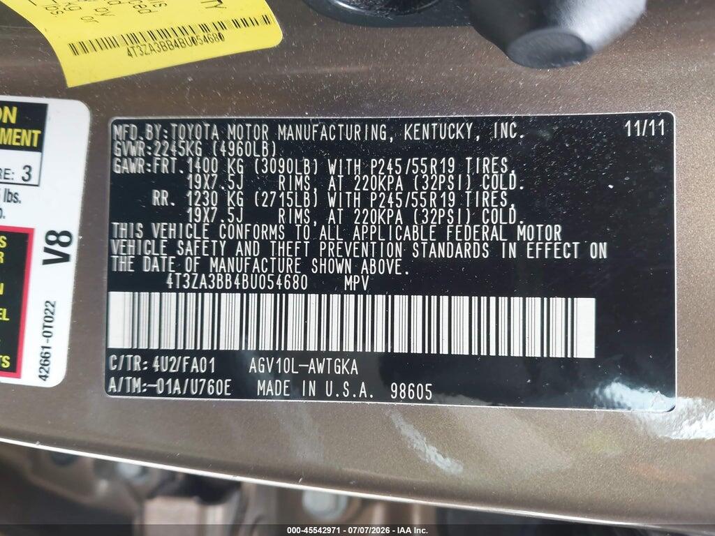 4T3ZA3BB4BU054680 2011 TOYOTA VENZA photo no. 9