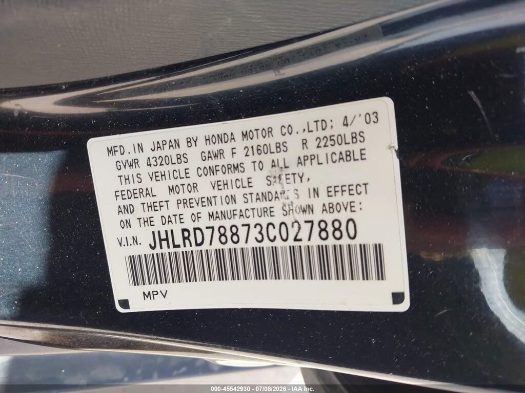 JHLRD78873C027880 2003 HONDA CR-V photo no. 9