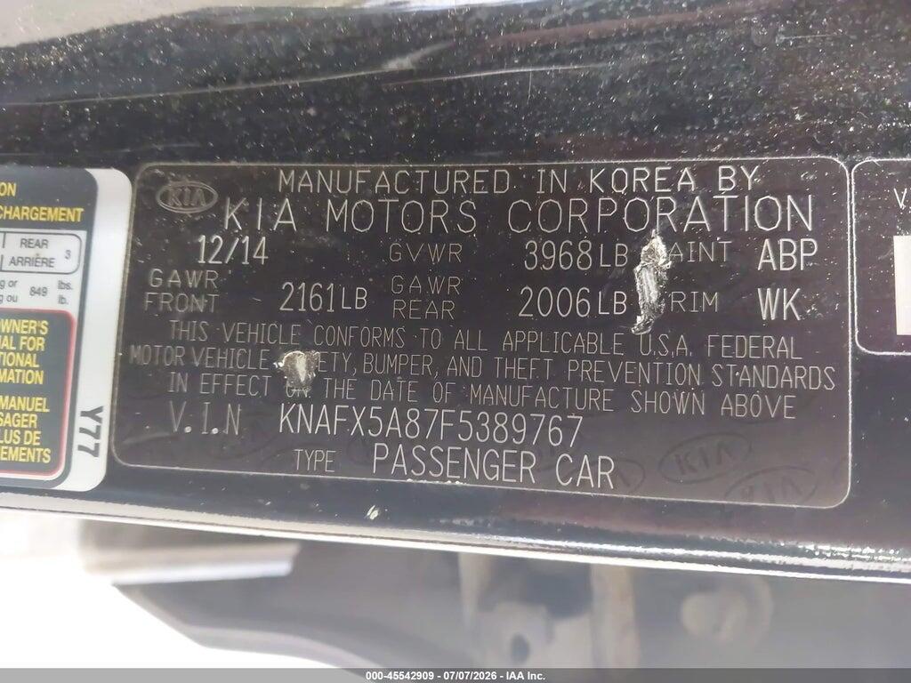 KNAFX5A87F5389767 2015 KIA FORTE photo no. 9