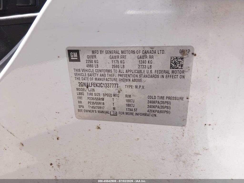 2GNALFEK2C1337777 2012 CHEVROLET EQUINOX photo no. 9