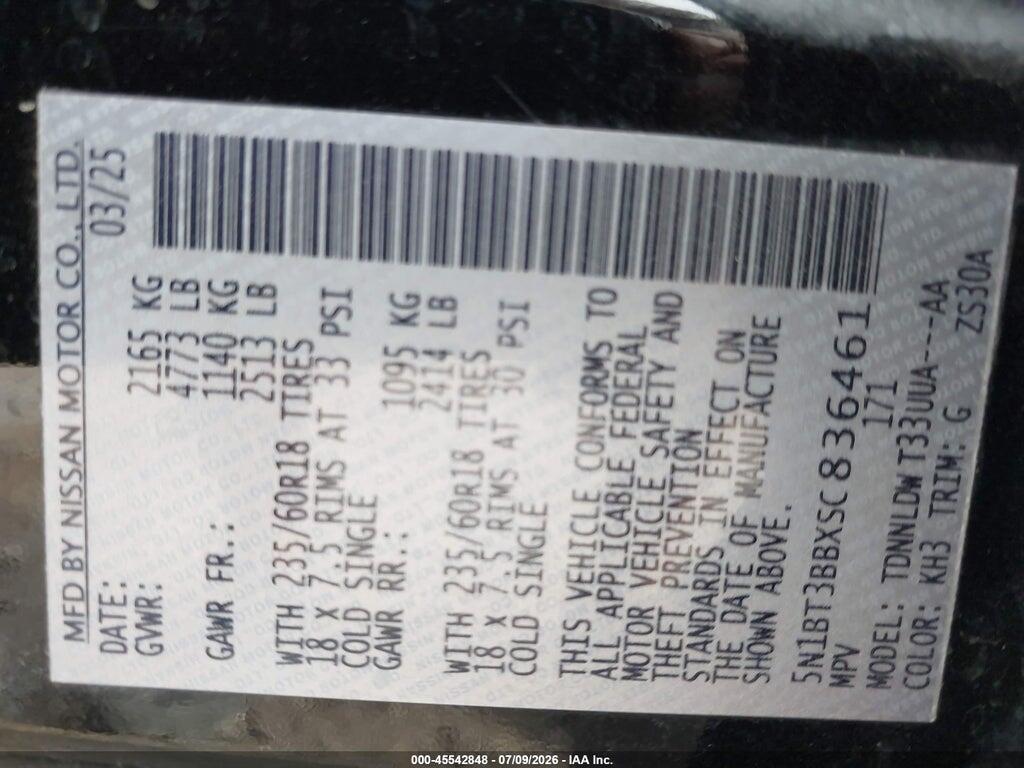 5N1BT3BBXSC836461 2025 NISSAN ROGUE photo no. 9