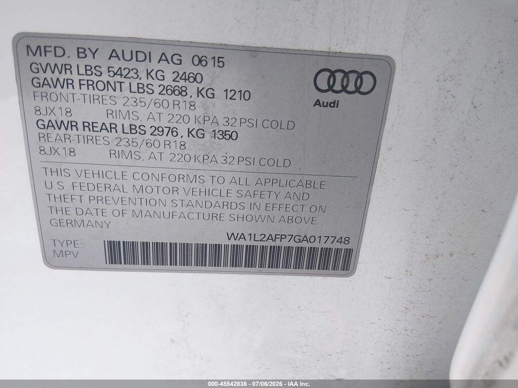 WA1L2AFP7GA017748 2016 AUDI Q5 photo no. 9