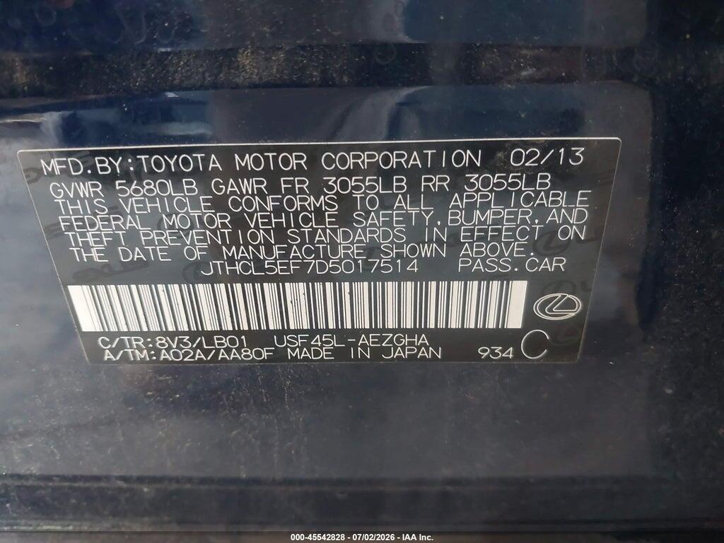 JTHCL5EF7D5017514 2013 LEXUS LS 460 photo no. 9