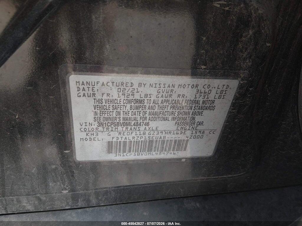 3N1CP5BV0ML484746 2021 NISSAN KICKS photo no. 9
