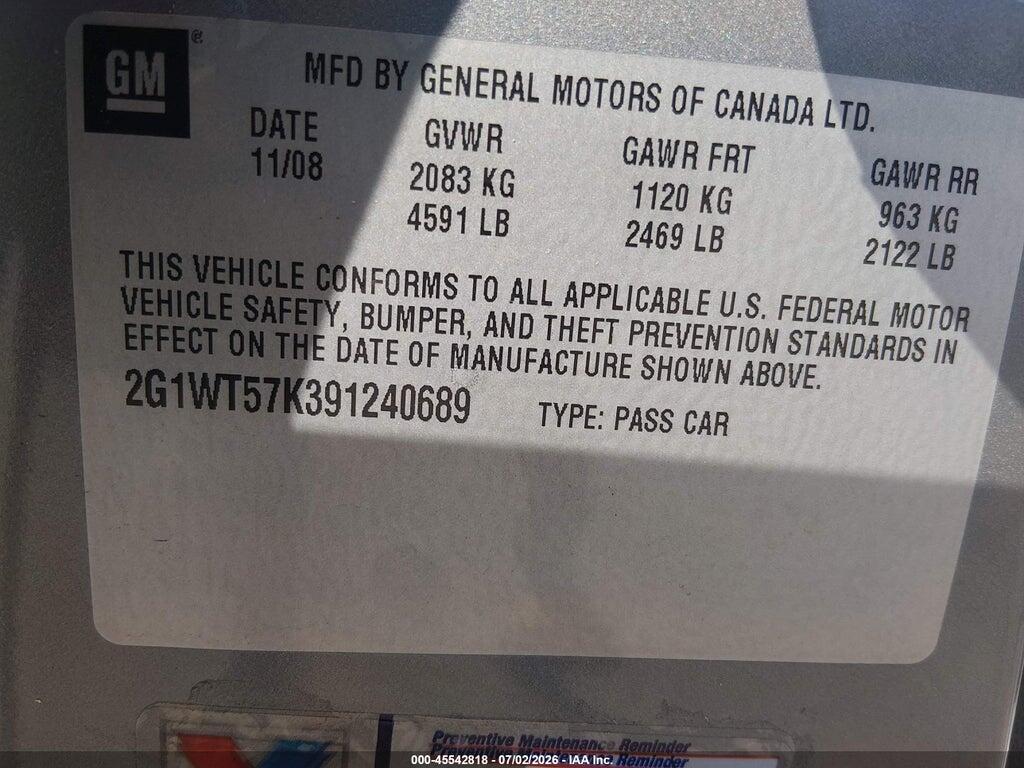 2G1WT57K391240689 2009 CHEVROLET IMPALA photo no. 9