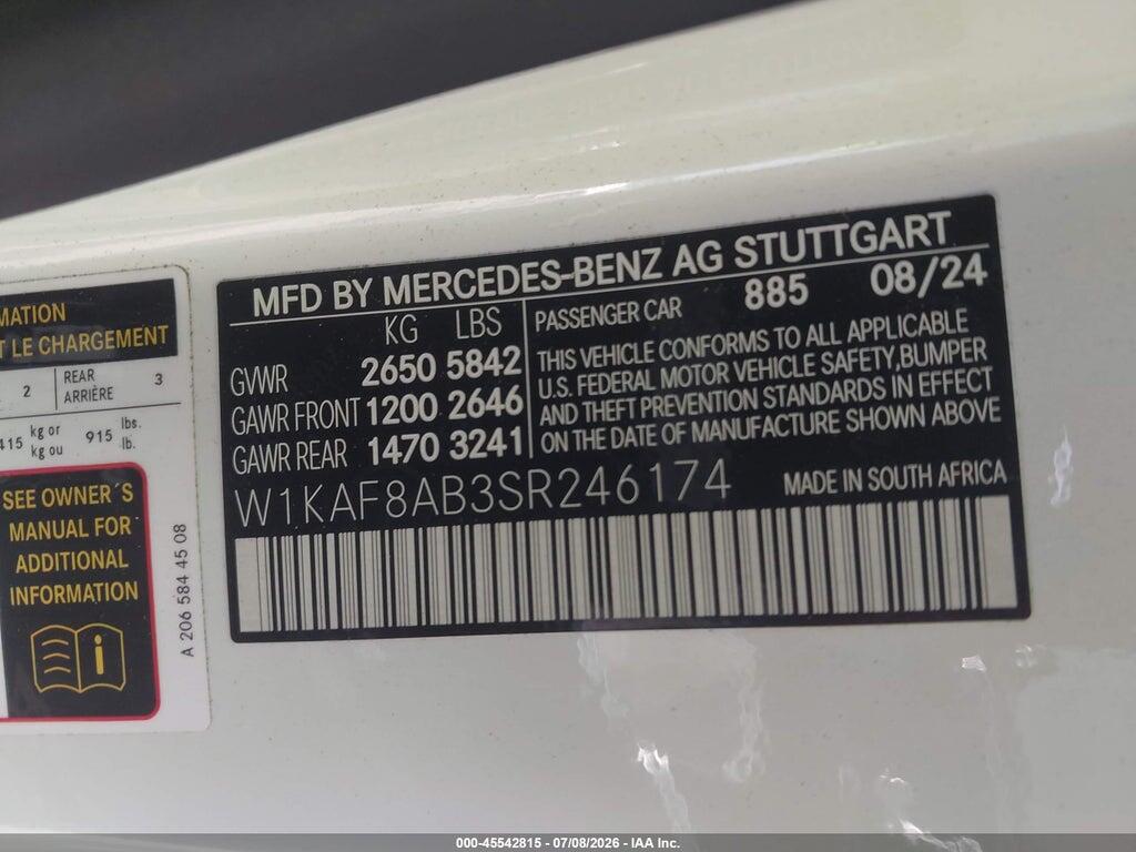W1KAF8AB3SR246174 2025 MERCEDES-BENZ AMG C 63 photo no. 9