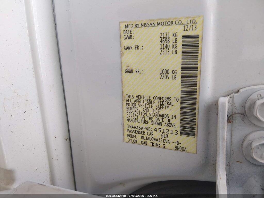 1N4AA5AP4EC451213 2014 NISSAN MAXIMA photo no. 9