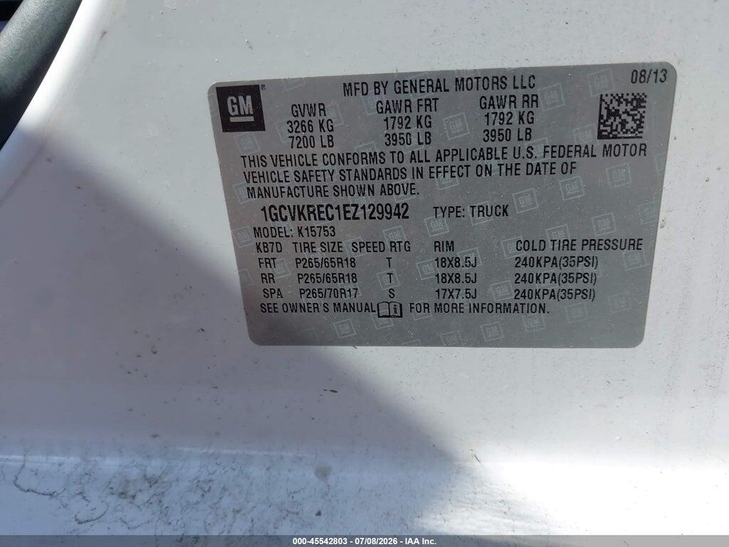 1GCVKREC1EZ129942 2014 CHEVROLET SILVERADO 1500 photo no. 9