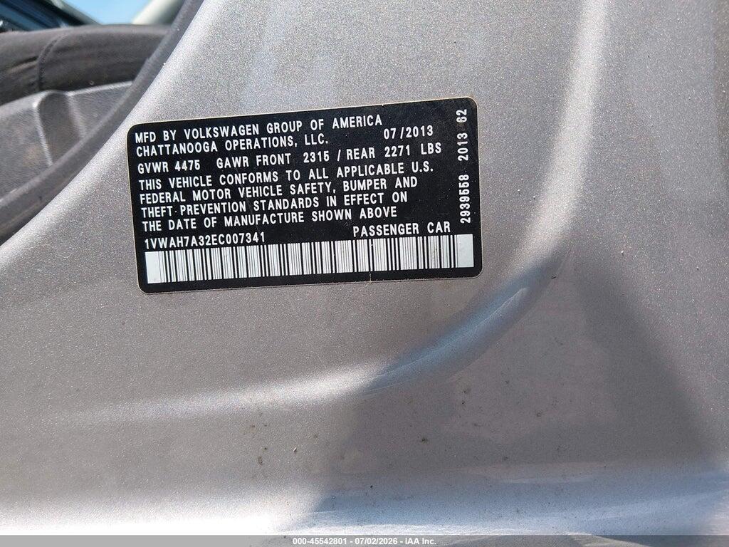 1VWAH7A32EC007341 2014 VOLKSWAGEN PASSAT photo no. 9