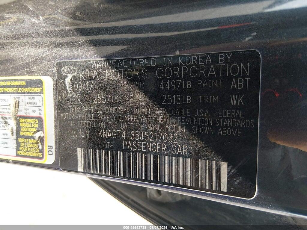 KNAGT4L35J5217032 2018 KIA OPTIMA photo no. 9
