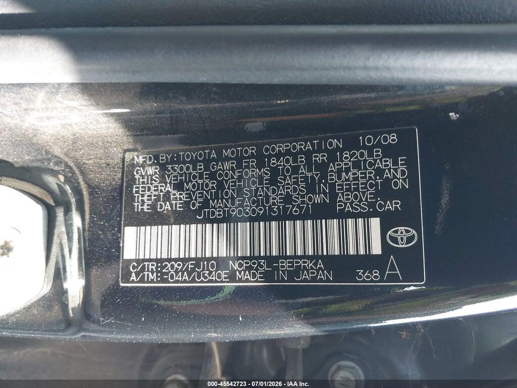 JTDBT903091317671 2009 TOYOTA YARIS photo no. 9