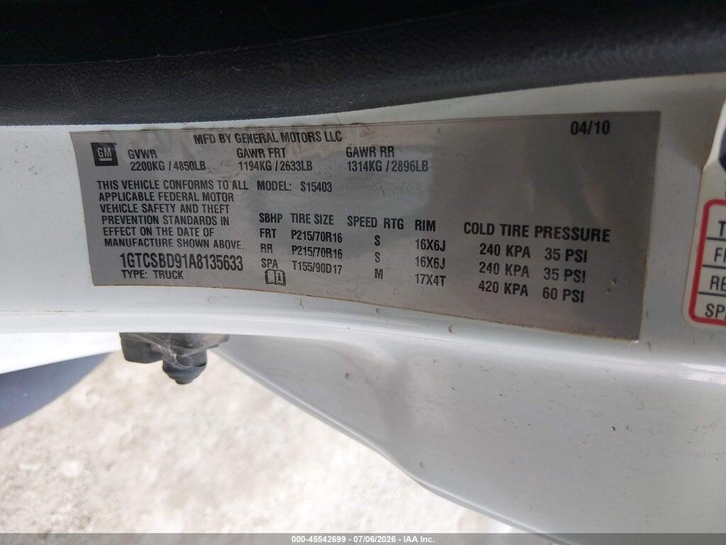 1GTCSBD91A8135633 2010 GMC CANYON photo no. 9