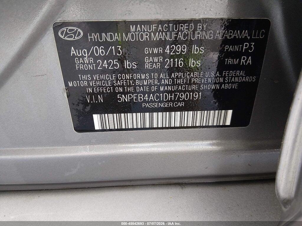 5NPEB4AC1DH790191 2013 HYUNDAI SONATA photo no. 9