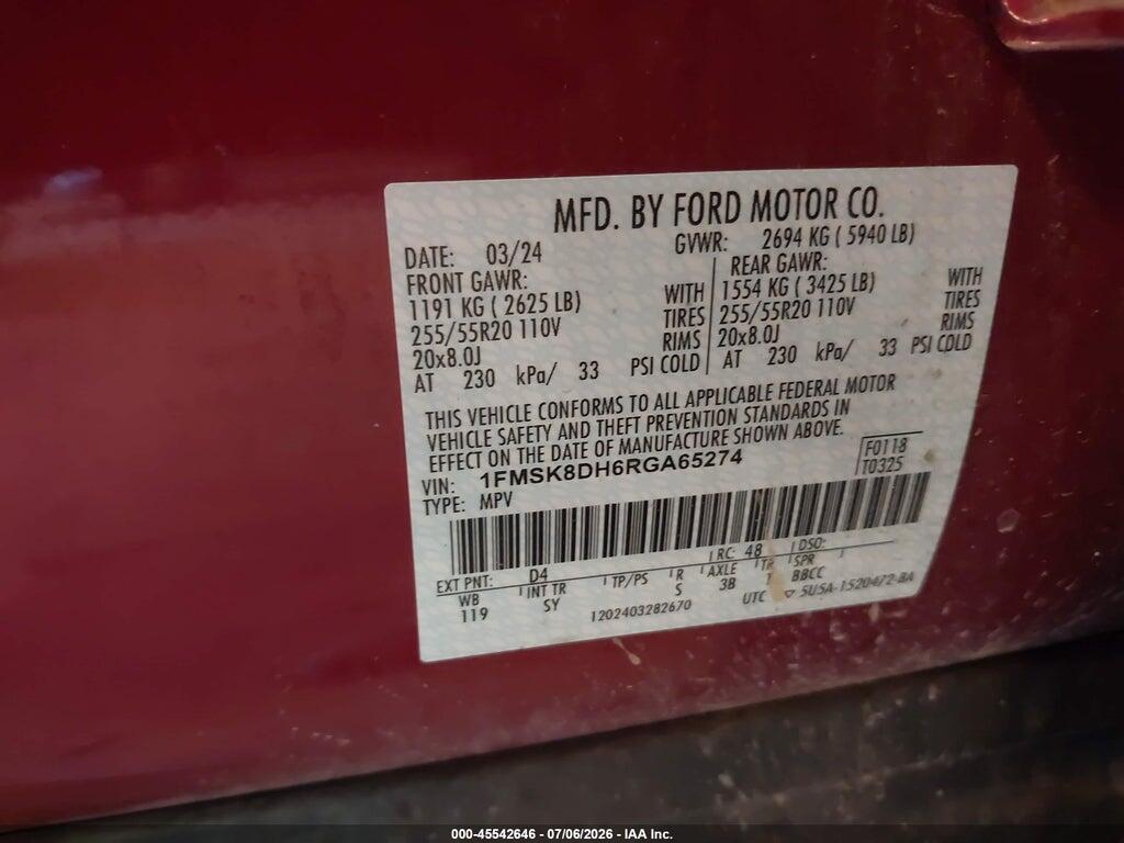 1FMSK8DH6RGA65274 2024 FORD EXPLORER photo no. 9