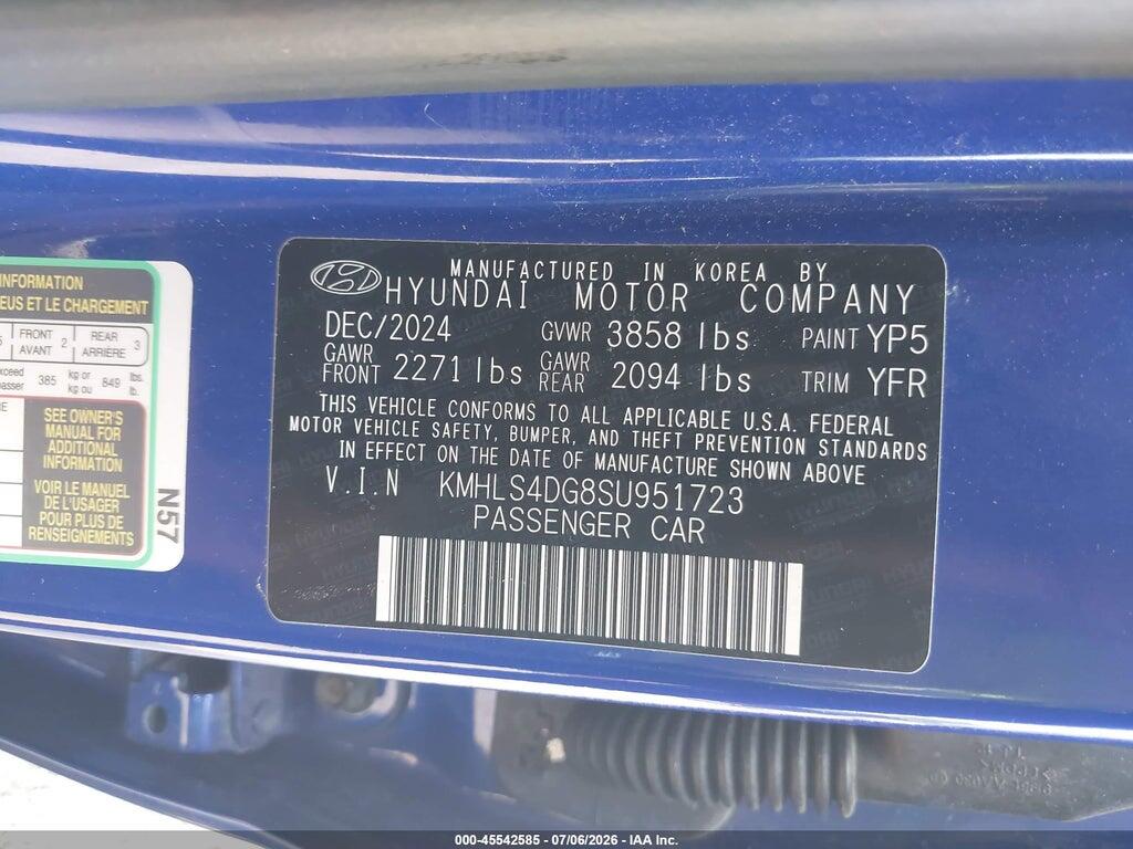 KMHLS4DG8SU951723 2025 HYUNDAI ELANTRA photo no. 9