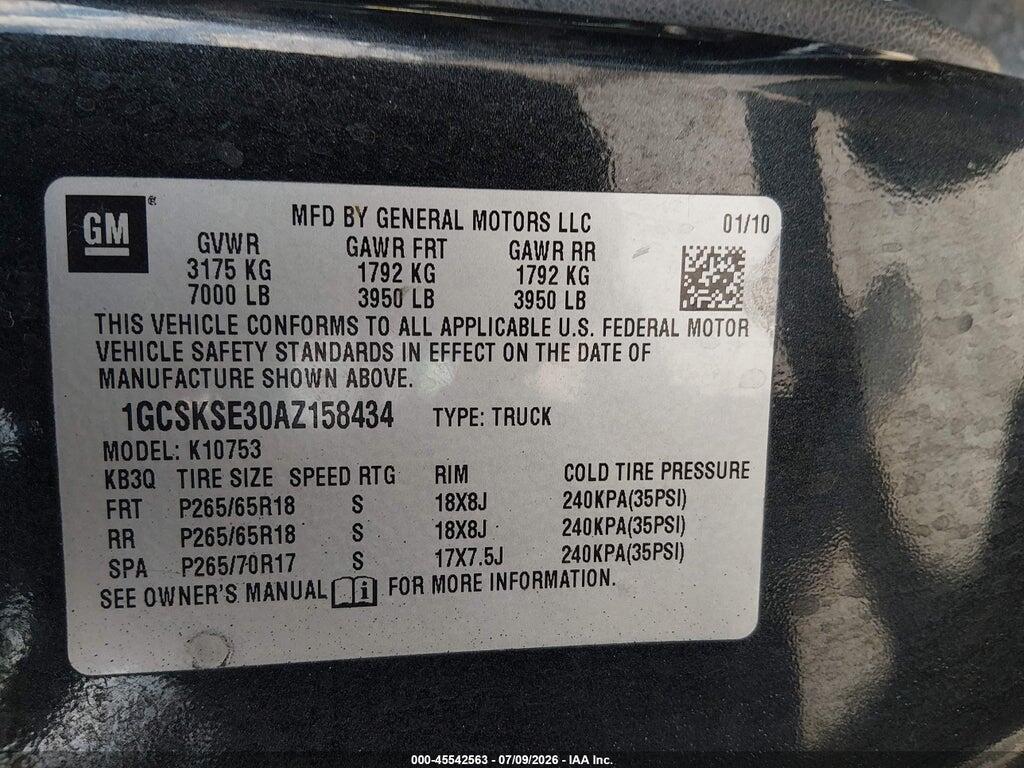 1GCSKSE30AZ158434 2010 CHEVROLET SILVERADO 1500 photo no. 9