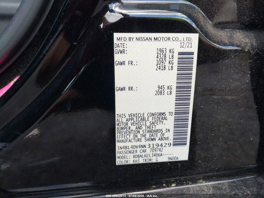 1N4BL4DV4NN319429 2022 NISSAN ALTIMA photo no. 9