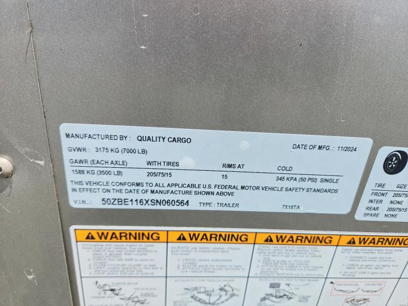 2024 QUALITY CARGO 7X16TA ENCLOSED CARGO TRAILER — Фото 10 из 10