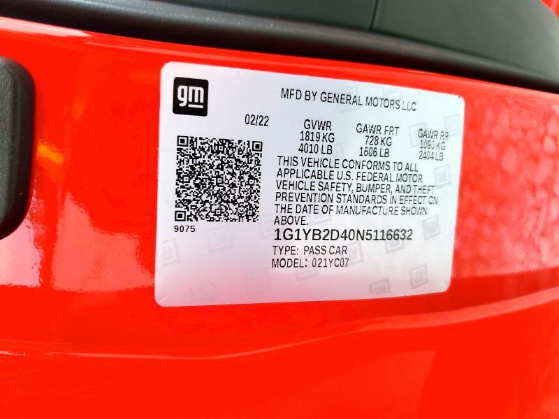 1G1YB2D40N5116632 2022 CHEVROLET CORVETTE photo no. 12