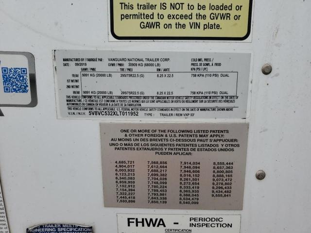 5V8VC532XLT011952 2020 VANGUARD TRAILER photo no. 10