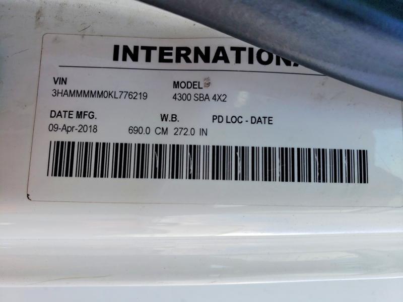 3HAMMMMM0KL776219 2019 INTERNATIONAL 4000 4300 photo no. 12