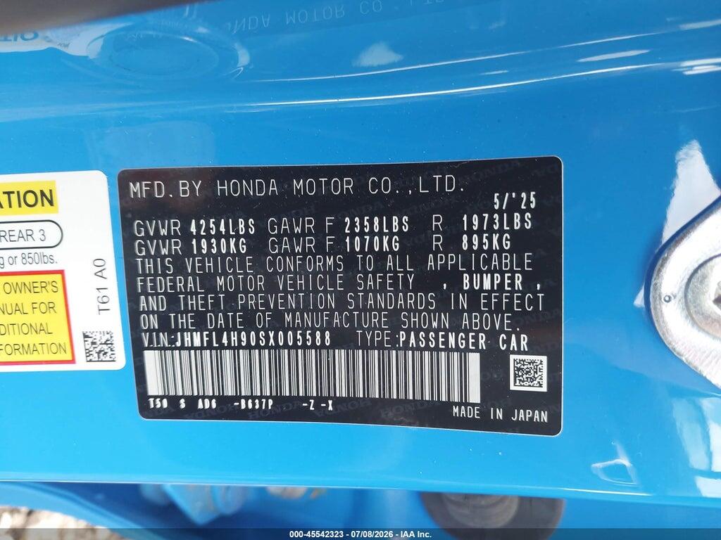 JHMFL4H90SX005588 2025 HONDA CIVIC HYBRID photo no. 9