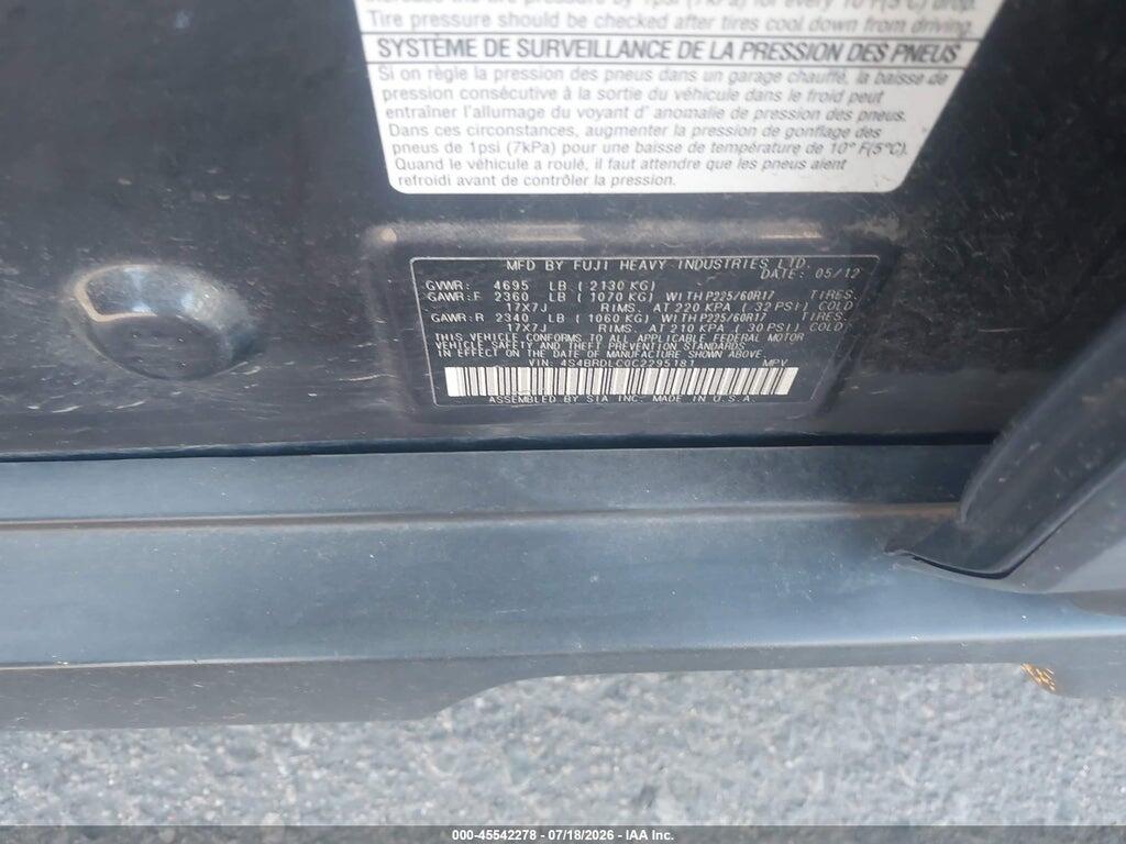 4S4BRDLC0C2295181 2012 SUBARU OUTBACK photo no. 9