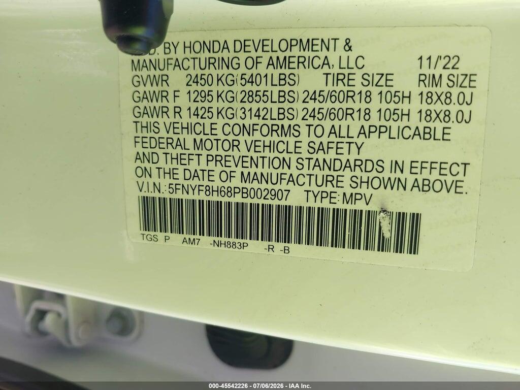 5FNYF8H68PB002907 2023 HONDA PASSPORT photo no. 9