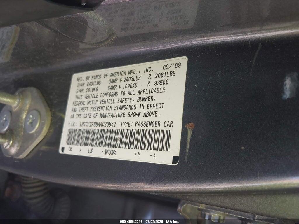 1HGCP2F88AA020852 2010 HONDA ACCORD photo no. 9