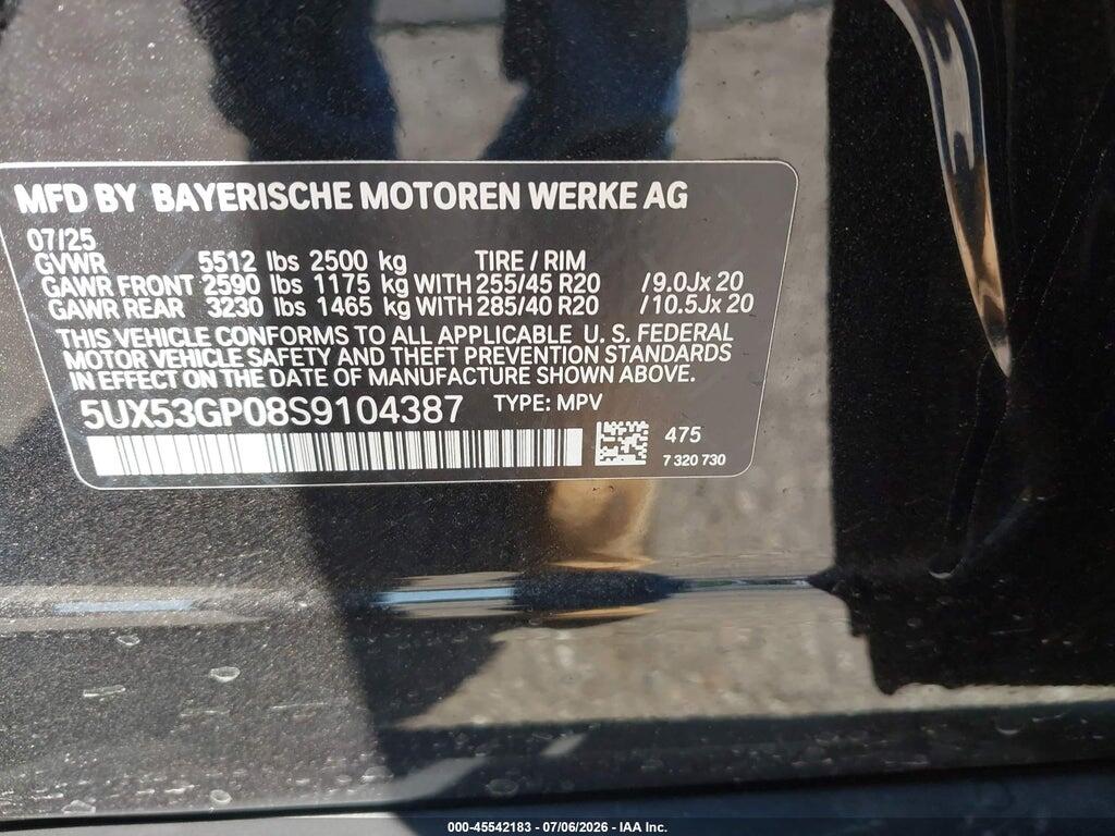 5UX53GP08S9104387 2025 BMW X3 photo no. 9