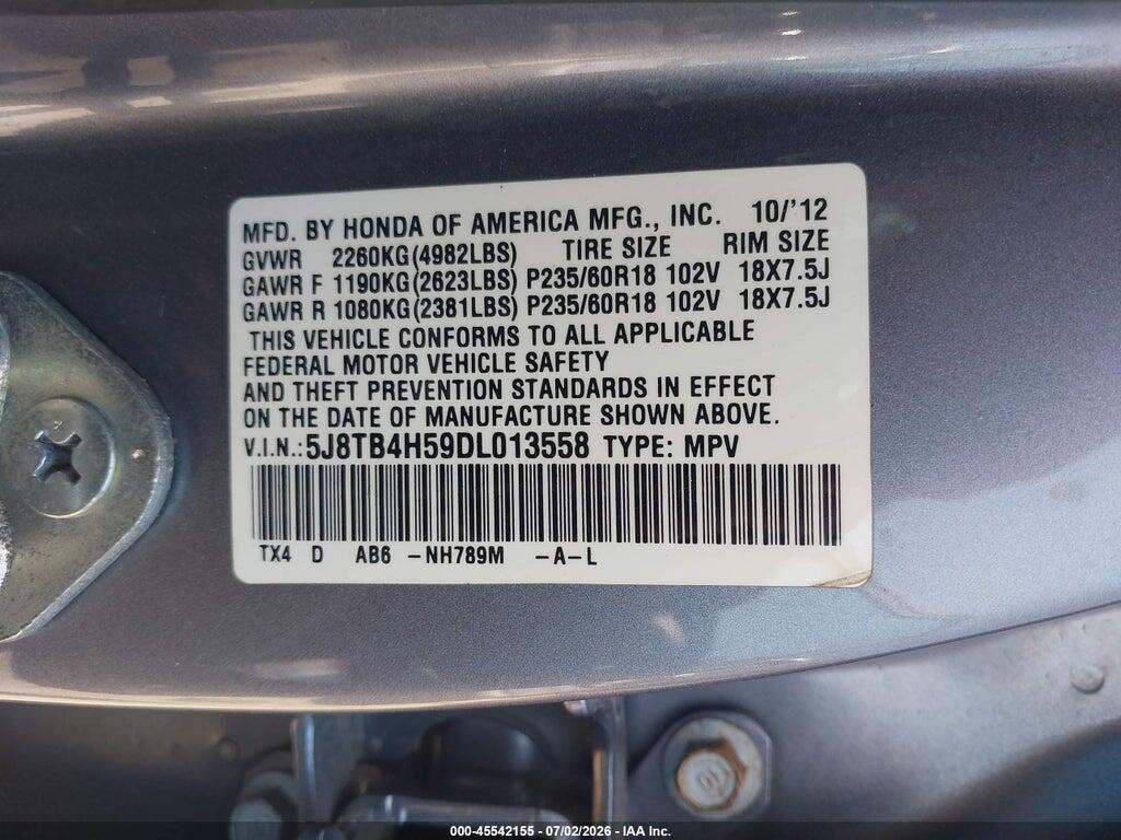 5J8TB4H59DL013558 2013 ACURA RDX photo no. 9